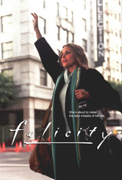 A young woman with luggage on her shoulder hailing a taxi in a big city. Across this image is written "She's about to make the best mistake of her life" and the name of the show is written large below that.