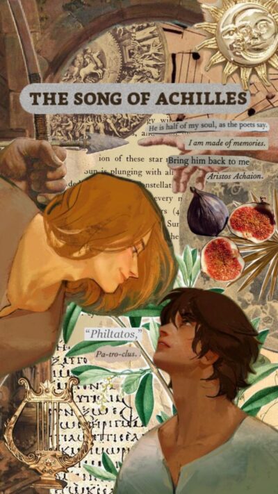 Picture of Achilles and Patroclus with excerpts from the book.